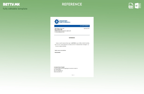 Референтен шаблон за затворање на Монголија развојна банка на Монголија во модер